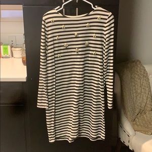 Long Sleeved Embellished Striped Loft Dress